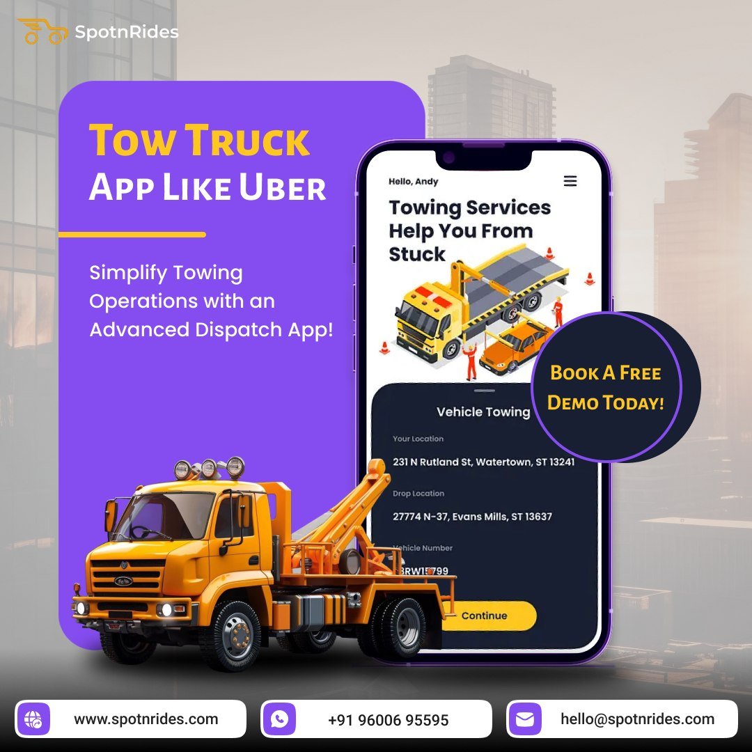 Launch Your Own AI-Powered Uber For Tow Trucks App With SpotnRides