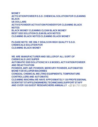SSD SOLUTION FOR CLEANING BLACK MONEY IN MASERU LESOTHO+27 81 711 1572